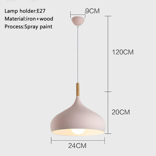 Decorative Cone Metal Wood Pendant Light
