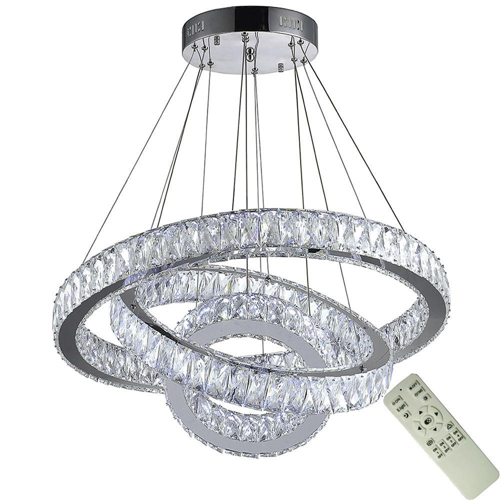 Interwoven Circle Crystal LED Chandelier with Dimmable Rings