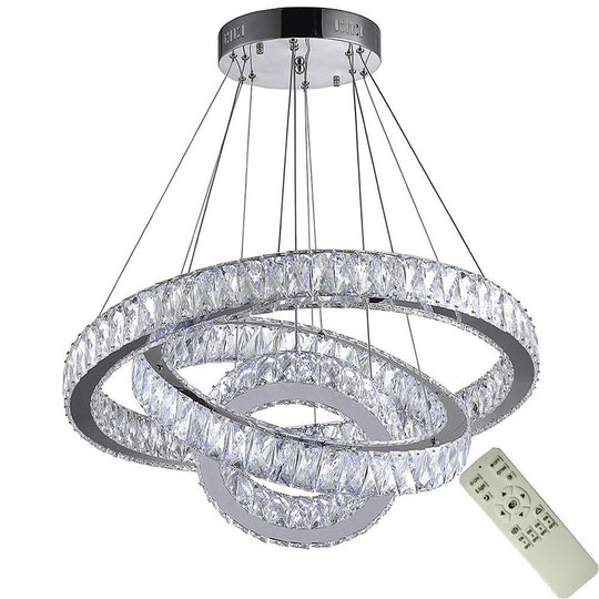 Interwoven Circle Crystal LED Chandelier with Dimmable Rings