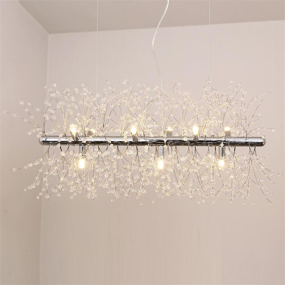 Luxury Modern LED Pendant Light – Electroplated Metal & Crystal Branch Design