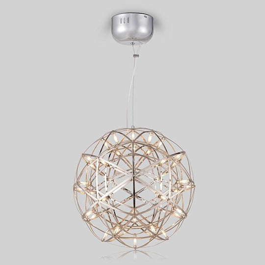 12" Stainless Steel LED Endless Woven Sphere Pendant – Modern Ceiling Light