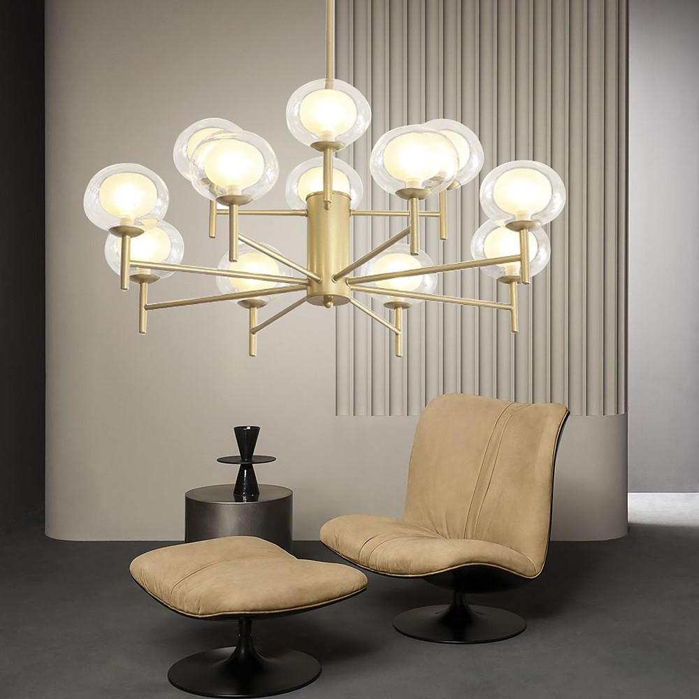 Nordic Style Sputnik Chandelier with 12 Glass Bulbs