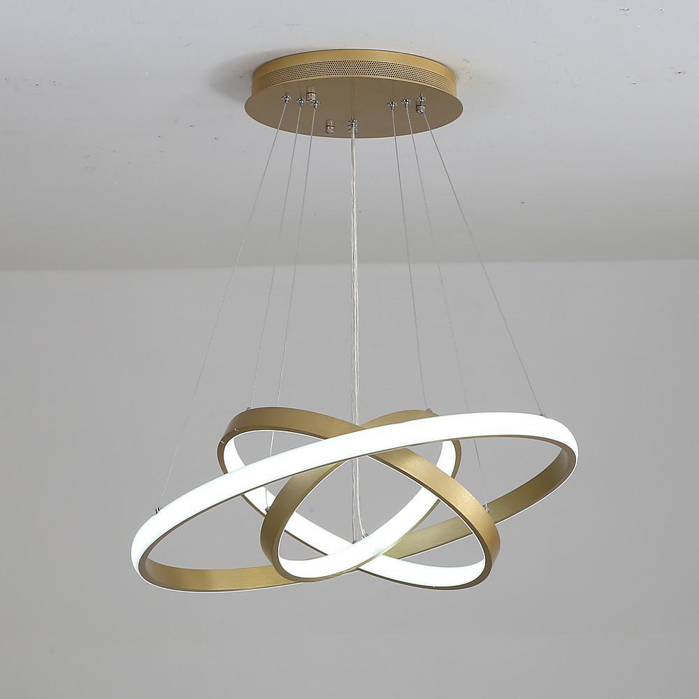 3-Ring Dimmable Contemporary Gold LED Chandelier Pendant Light