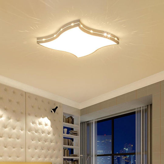 Waved Square Modern Crystal LED Flush Mount Ceiling Light