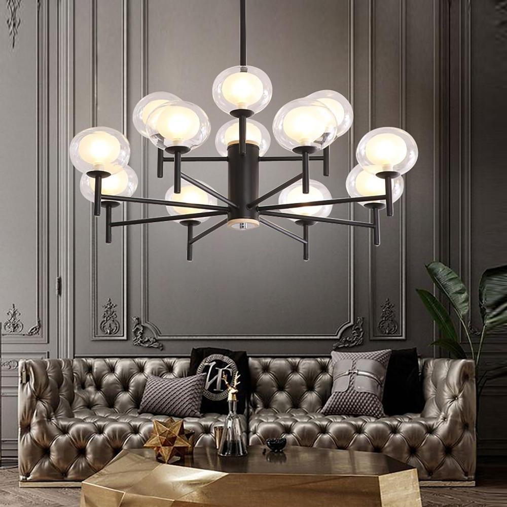 Nordic Style Sputnik Chandelier with 12 Glass Bulbs