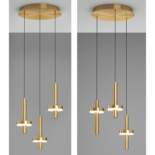 Circle Cylinder LED Gold Nordic Pendant Light
