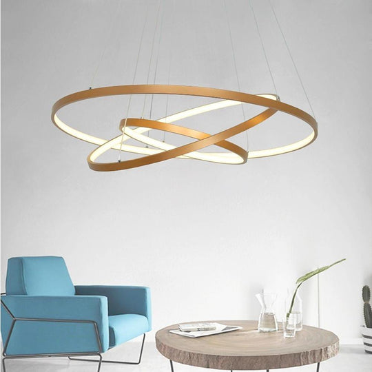 Interweaved 3 Ring Chandelier Light Dimmable Antique Chandelier