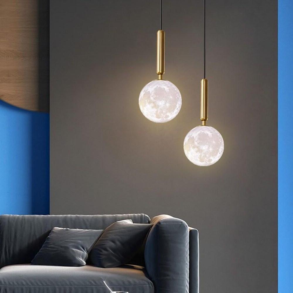 Modern Moon Globe Pendant Light Metal Acrylic Ceiling Light