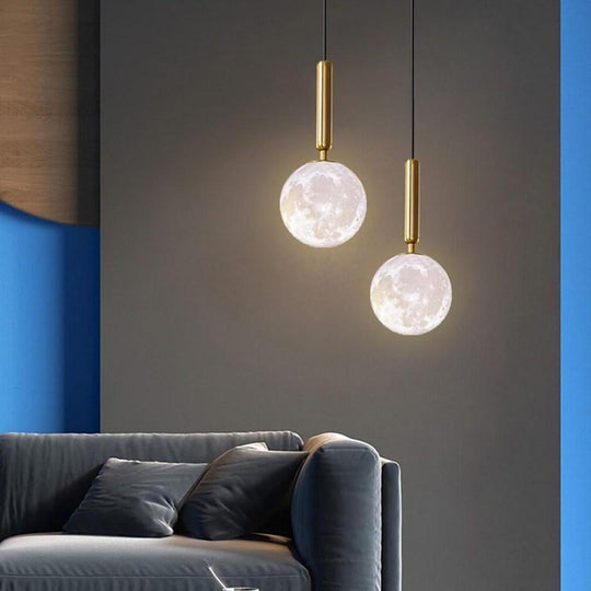 Modern Moon Globe Pendant Light Metal Acrylic Ceiling Light