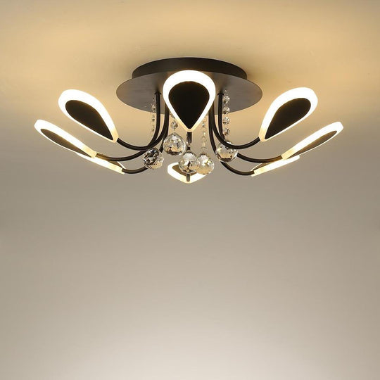 Modern Crystal Flush Mount Ceiling Light 8 Lights