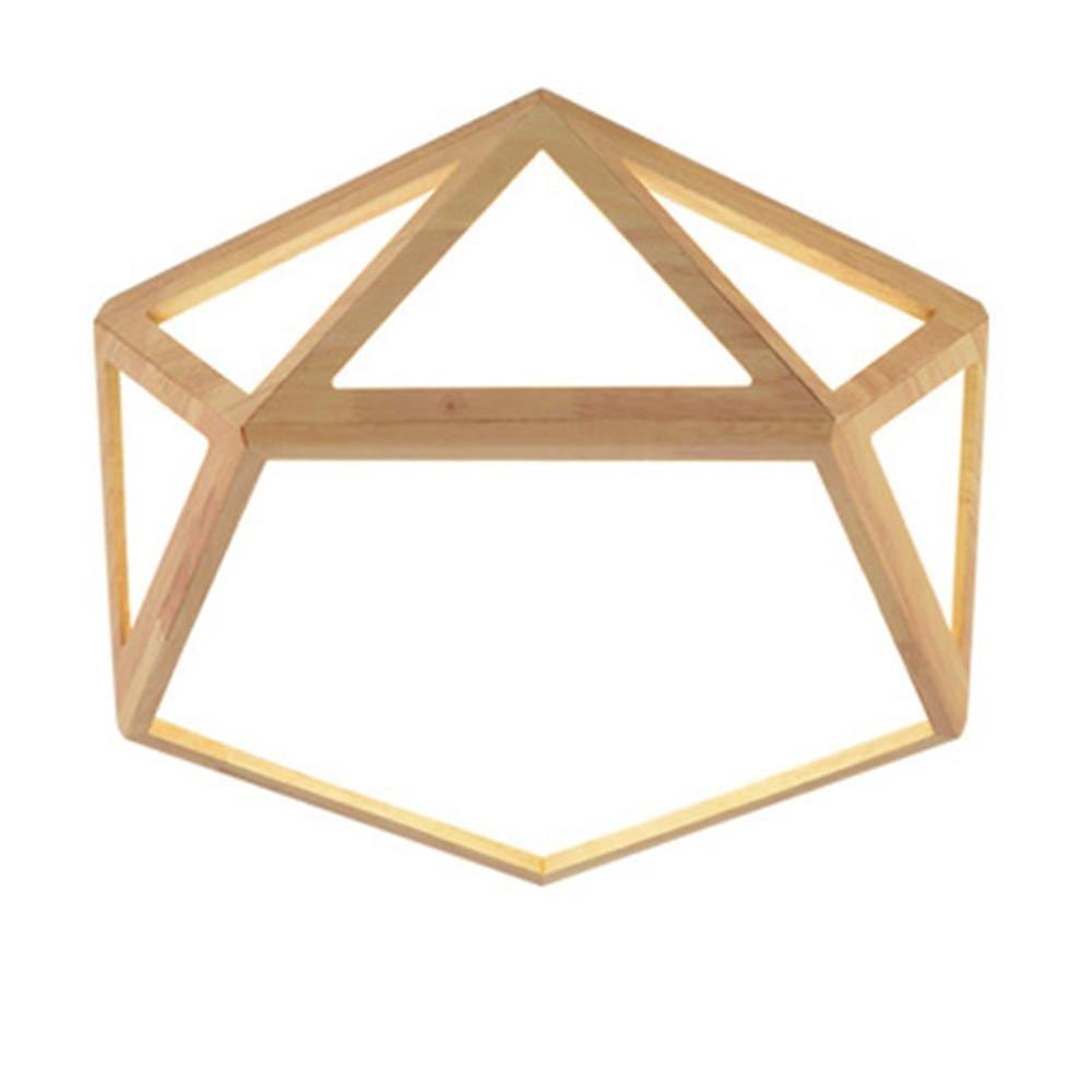 Geometric Shape Rustic Wood LED Flush Mount Ceiling Light