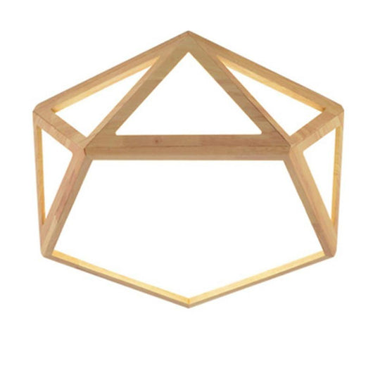 Geometric Shape Rustic Wood LED Flush Mount Ceiling Light