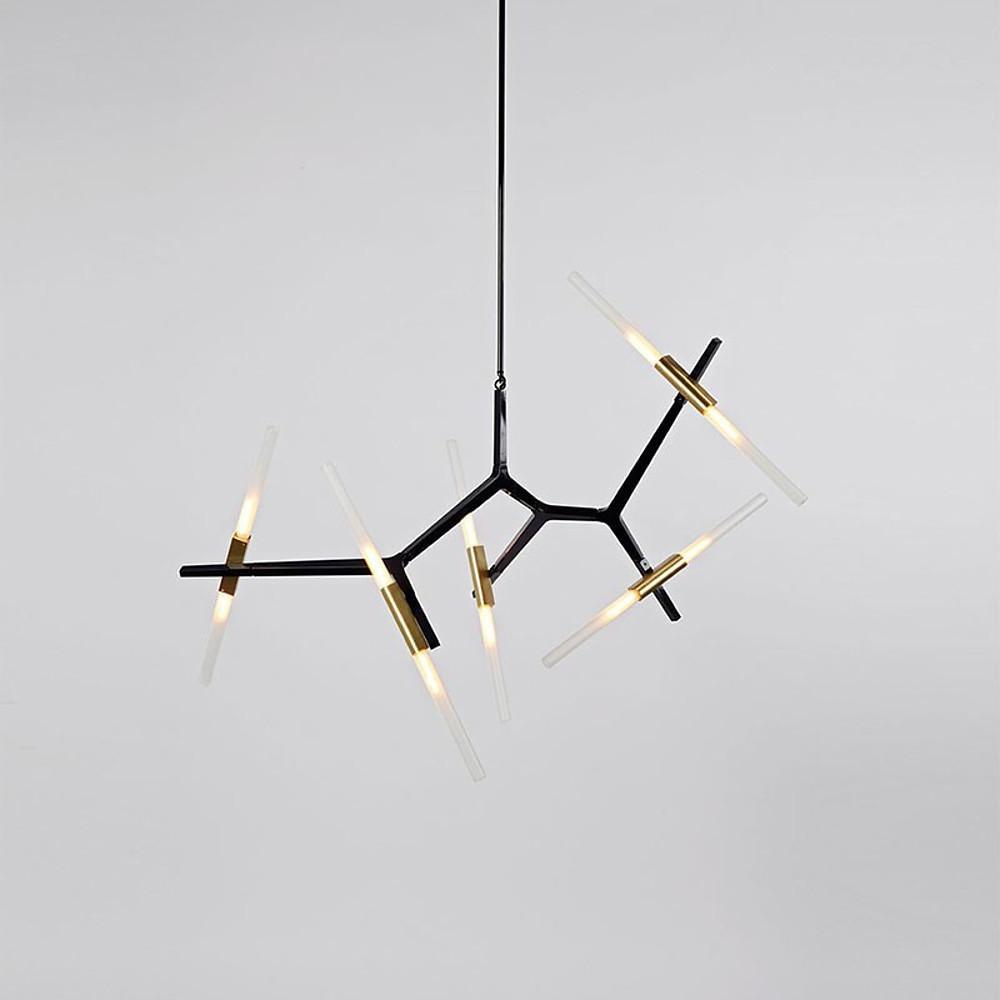 Industrial Sputnik 10-Light LED Chandelier – Black & Gold