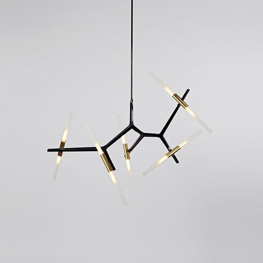 Industrial Sputnik 10-Light LED Chandelier – Black & Gold