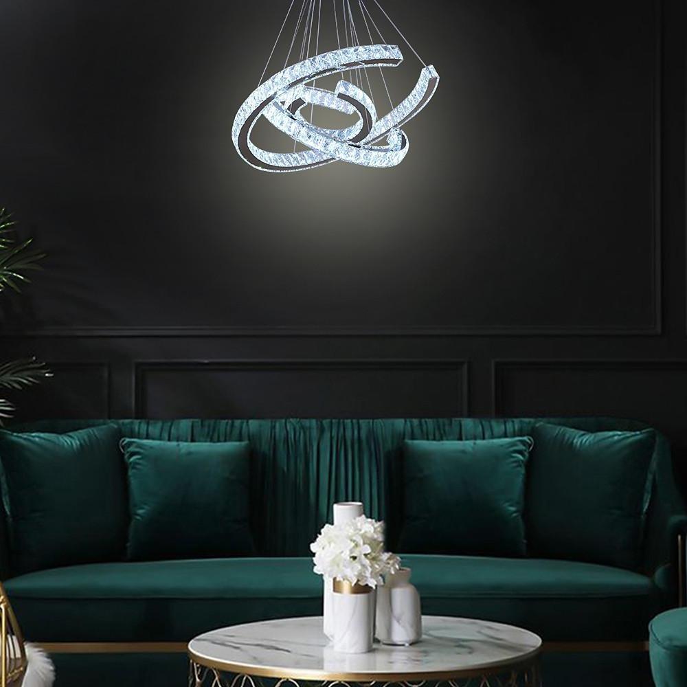 Wave LED Crystal Stainless Steel Chandelier