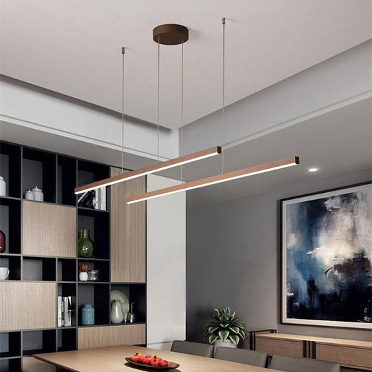 Modern Farmhouse Linear Metal LED Chandelier for Dining Room and Living Room