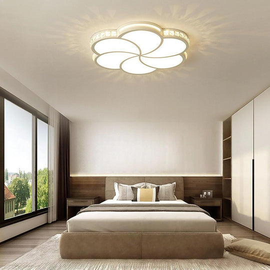 Flower Crystal Dimmable LED Flush Mount Ceiling Light