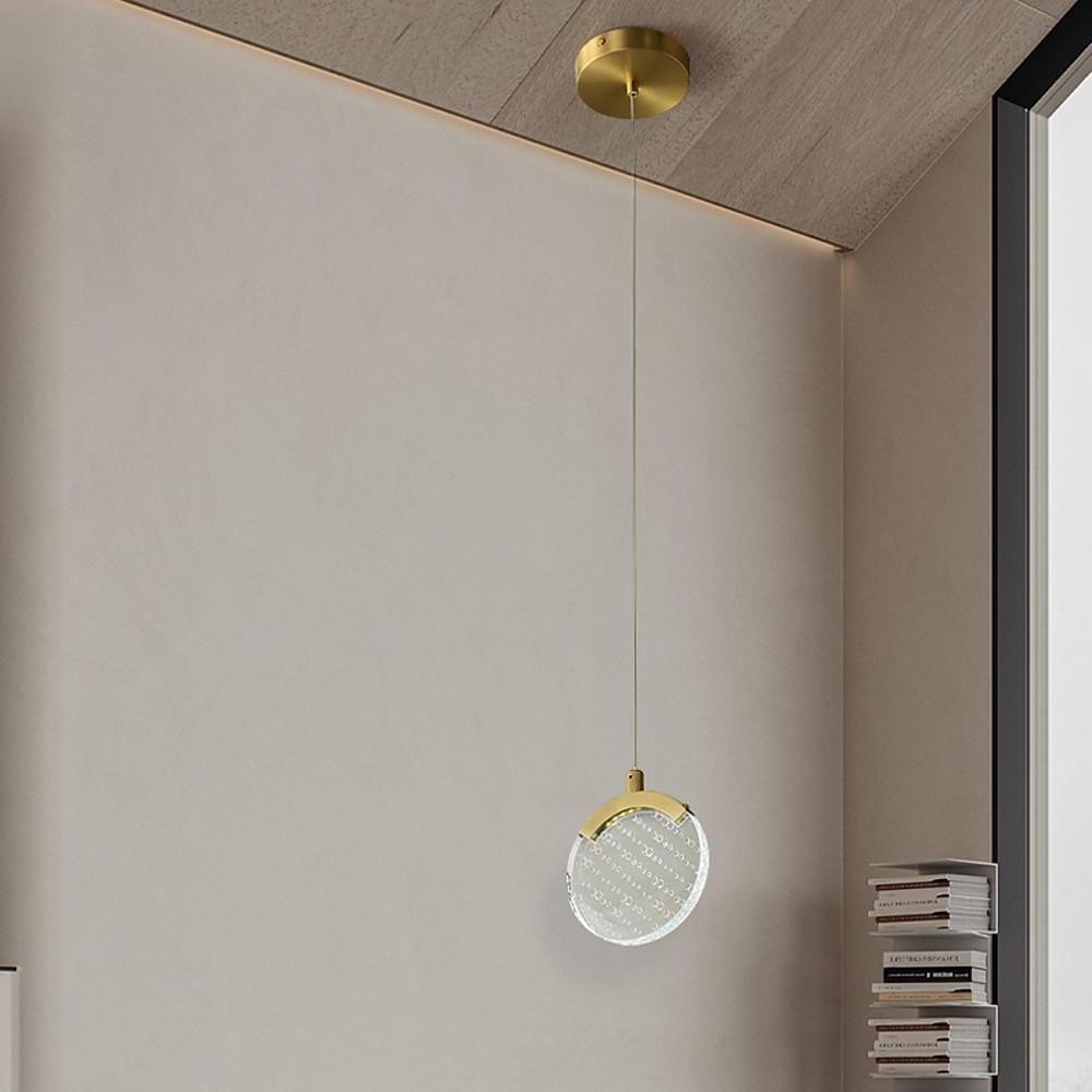 Artistic Circular Acrylic Copper LED Pendant Light