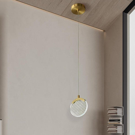 Artistic Circular Acrylic Copper LED Pendant Light