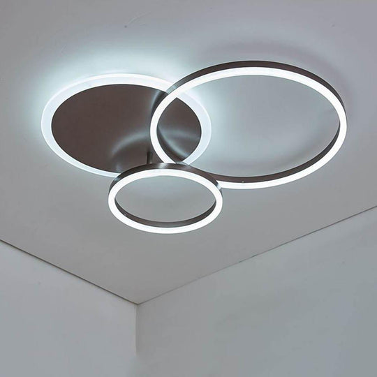 26'' LED Artistic Flush Mount Ceiling Light with Luxury 3 Ring – Bedroom