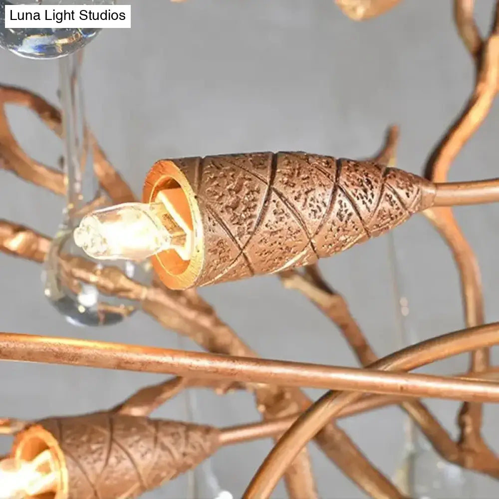 Serenia Crystal Branch Chandelier – Luxury Copper Water Drop Light