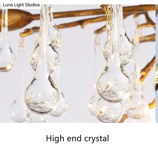Serenia Crystal Branch Chandelier – Luxury Copper Water Drop Light