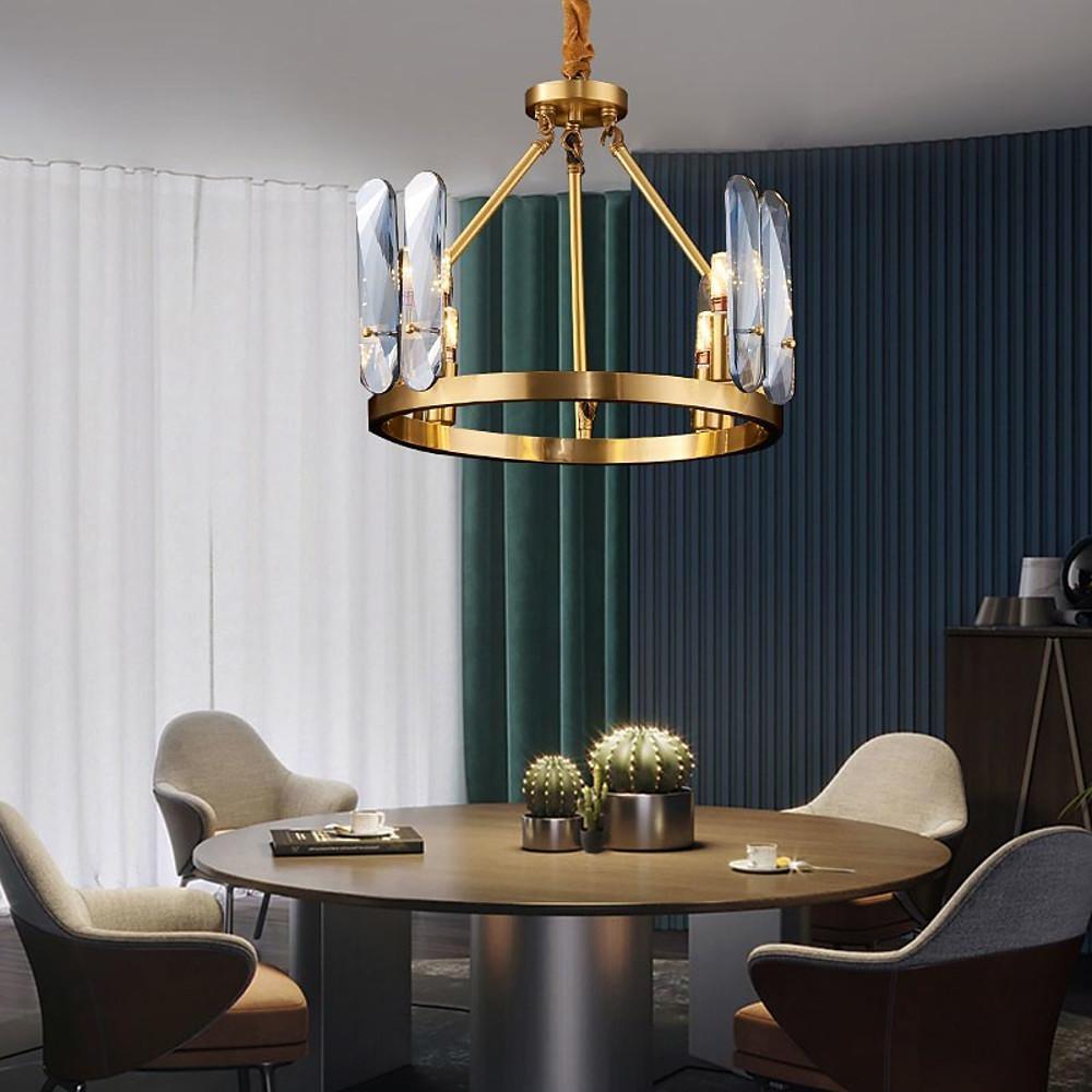 8-Light LED Circular Glass Copper Nordic Chandelier – Ceiling Lights