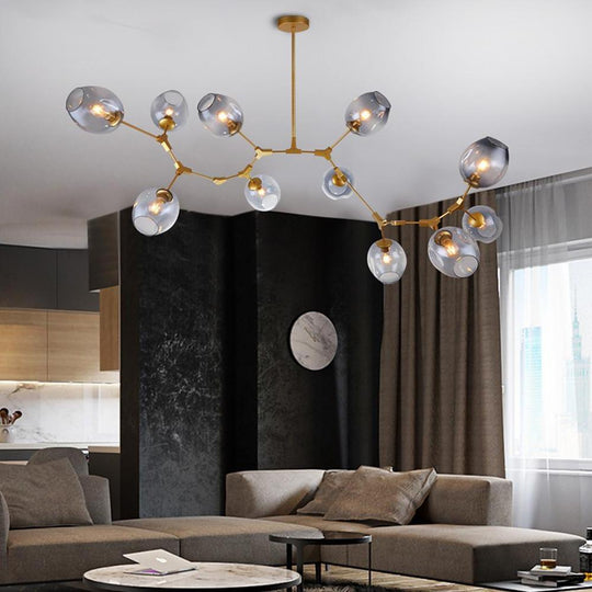 Nordic Branches Bubble Sputnik Chandelier – 5 to 11 Lights, Gold Finish