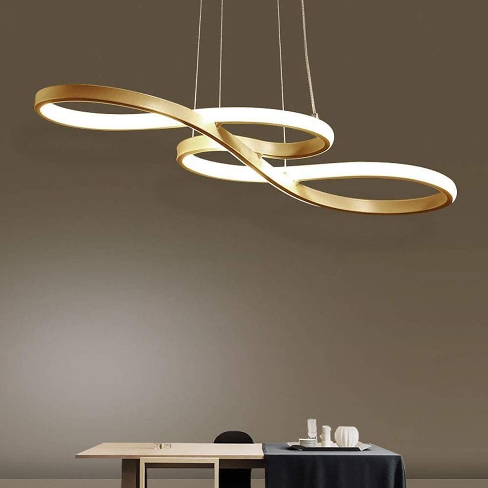 Geometric Wave Semi-Flush Chandelier – Metal & Silica Gel
