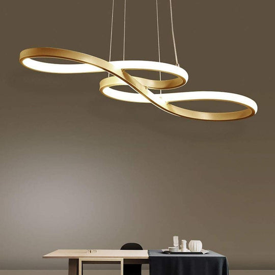 Geometric Wave Semi-Flush Chandelier – Metal & Silica Gel