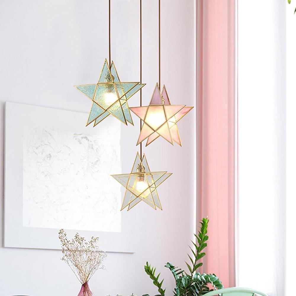 Double Star LED Copper & Glass Pendant Light