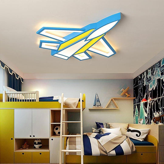 Cartoon Airplane LED Modern Ceiling Light – Flush Mount Fixture for Kids’ Rooms