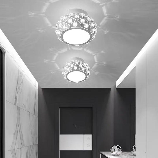 Metal Crystal Decorative LED Flush Mount Ceiling Light