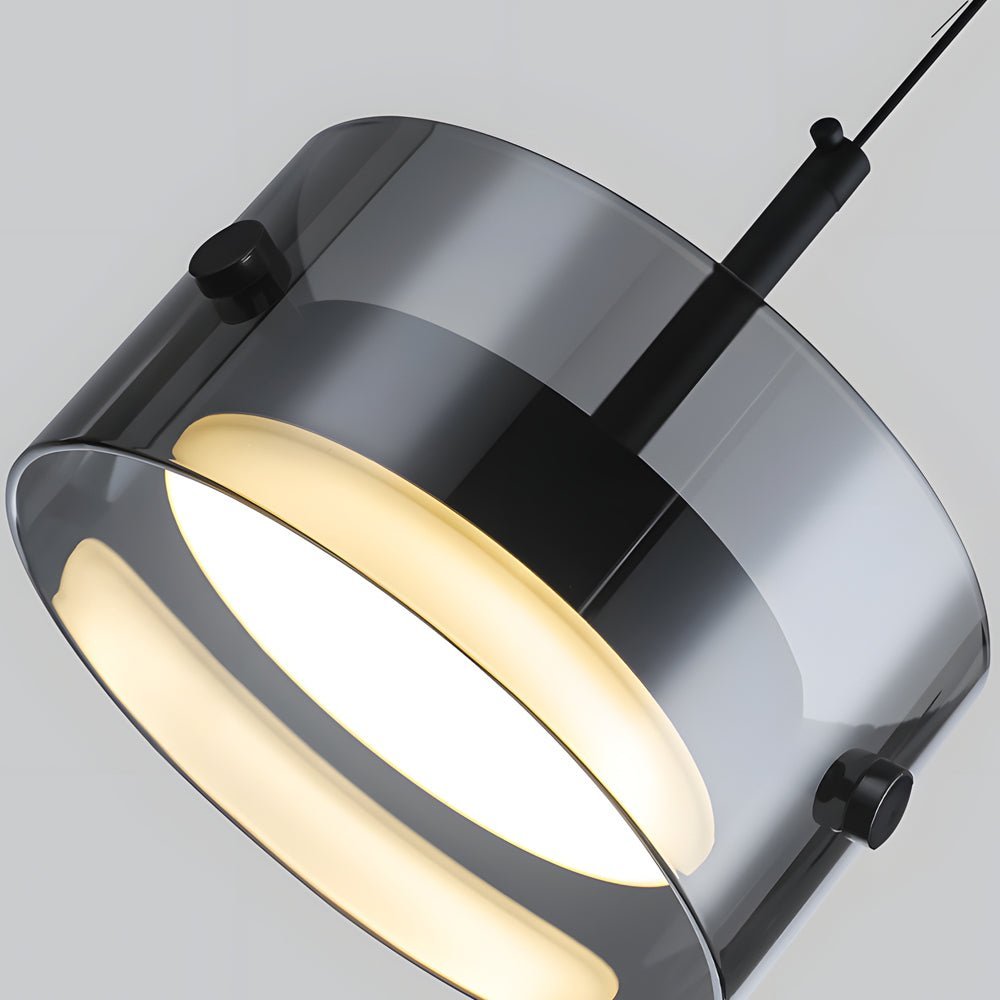 Short Cylinder Smoke Gray Glass LED Pendant Light – 3-Step Dimming