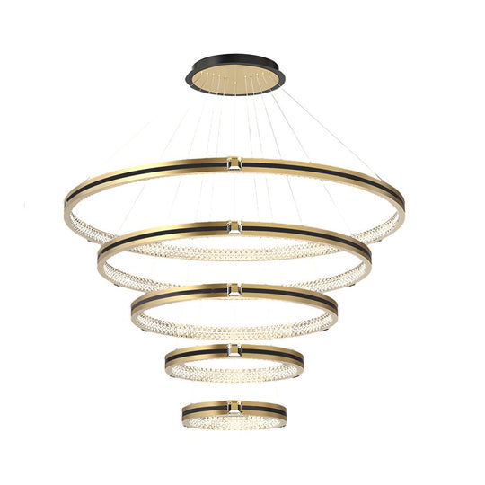 Brushed Gold Circle Ring Chandelier with 3-Step Dimming