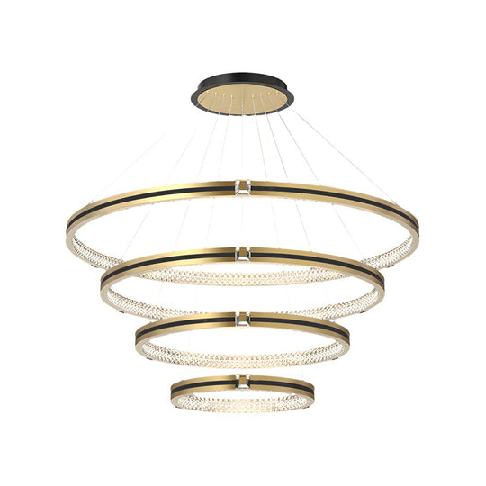 Brushed Gold Circle Ring Chandelier with 3-Step Dimming