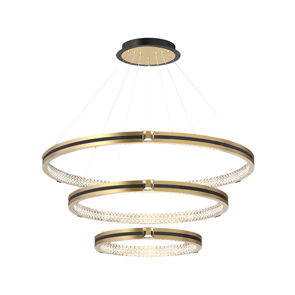 Brushed Gold Circle Ring Chandelier with 3-Step Dimming