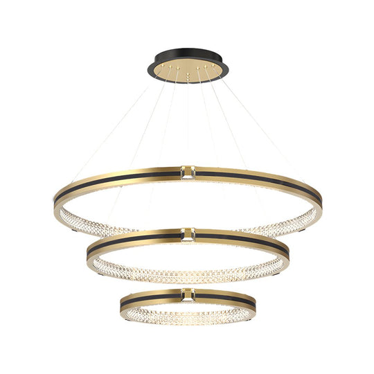 Brushed Gold Circle Ring Chandelier with 3-Step Dimming