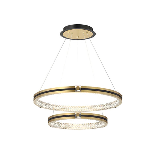 Brushed Gold Circle Ring Chandelier with 3-Step Dimming