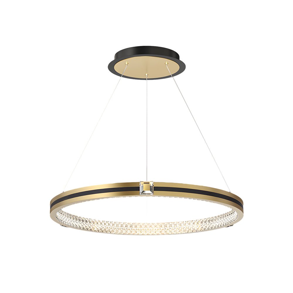 Brushed Gold Circle Ring Chandelier with 3-Step Dimming