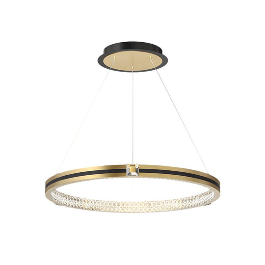 Brushed Gold Circle Ring Chandelier with 3-Step Dimming