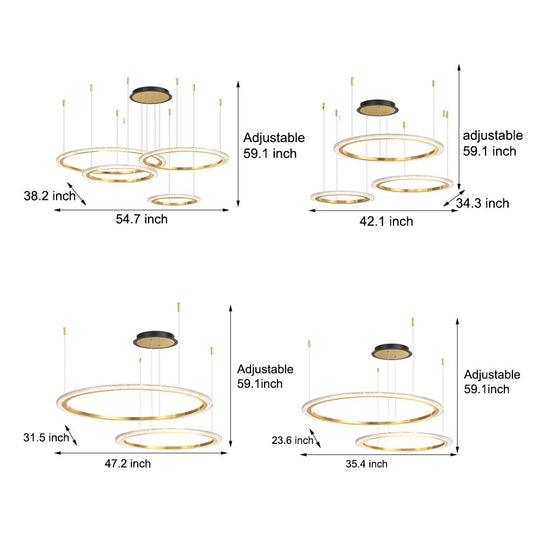 Simple Circular Rings Luxury Three Step Dimming Nordic Ceiling Light Fixture
