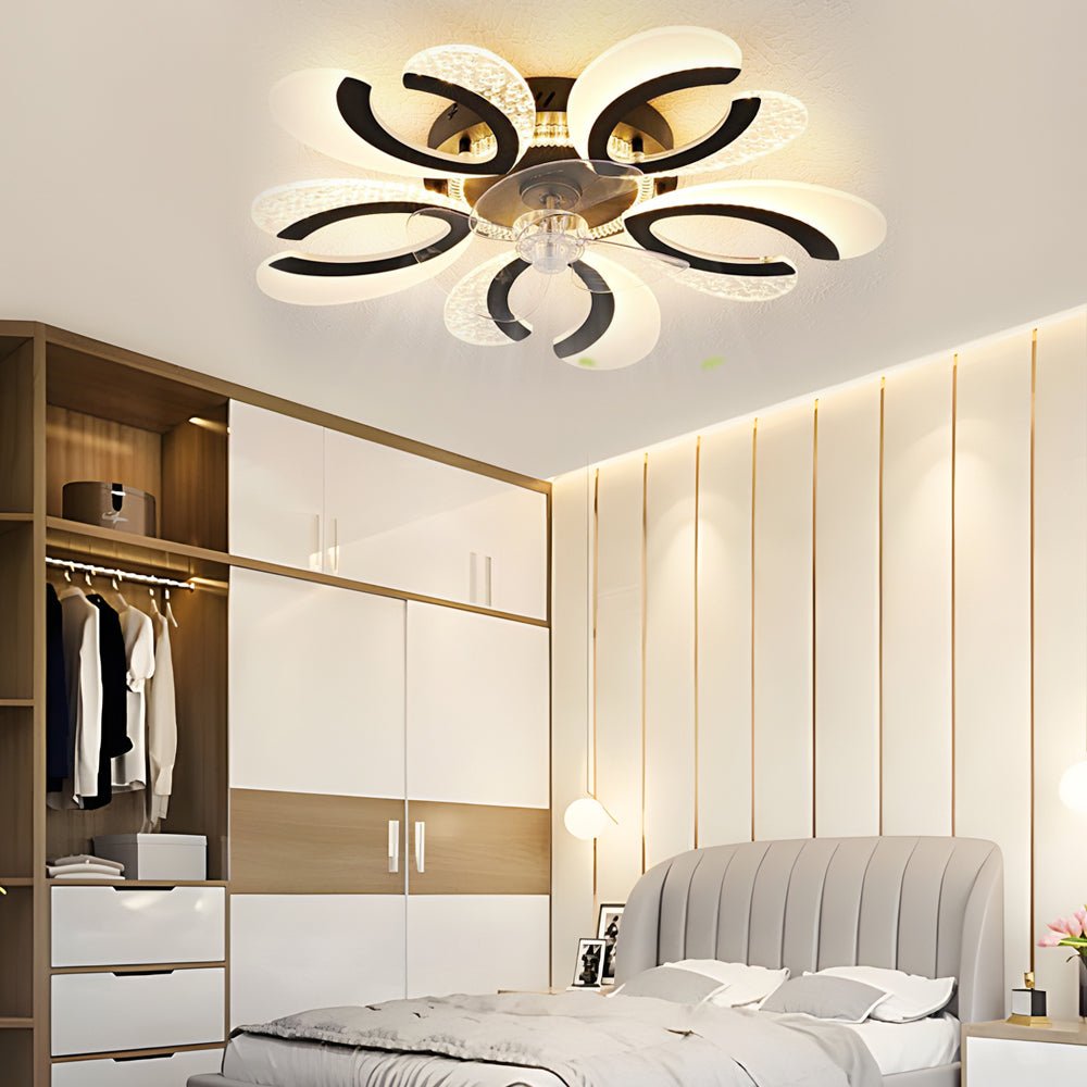 Simple Flowers Mute Timing Smart Bladeless Ceiling Fan Light