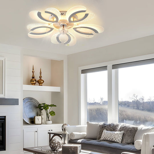 Simple Flowers Mute Timing Smart Bladeless Ceiling Fan Light
