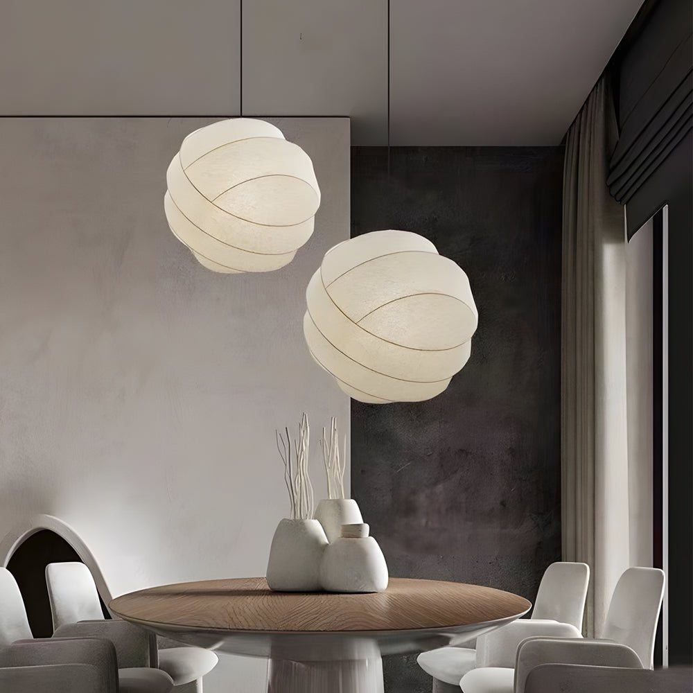 Simple Iron Silk Fabric Ball Wabi Sabi Creative Japanese Style Chandeliers