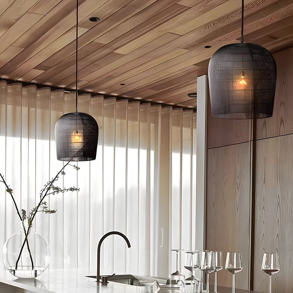 Simple Iron Woven Wabi-Sabi Zen Lantern Chandelier