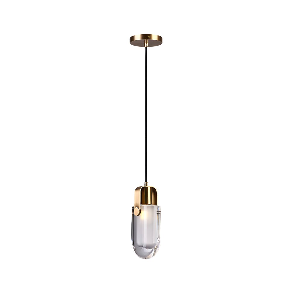 Simple Luxury Crystal Shade Copper Pendant Lamp with 3-Step Dimming