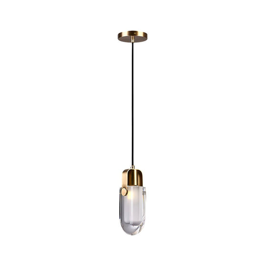 Simple Luxury Crystal Shade Copper Pendant Lamp with 3-Step Dimming
