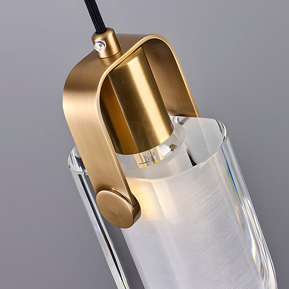 Simple Luxury Crystal Shade Copper Pendant Lamp with 3-Step Dimming