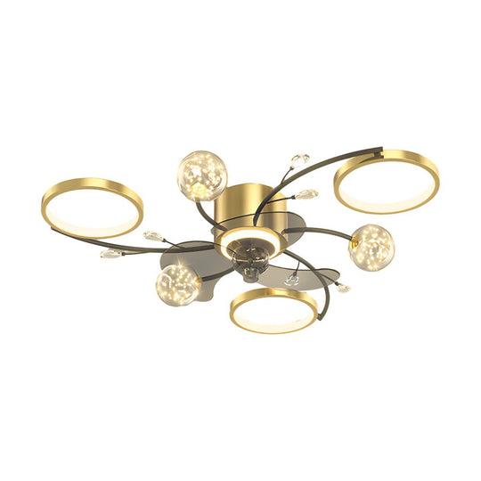 Simple Luxury Stars Ball Modern Ceiling Fan with Light